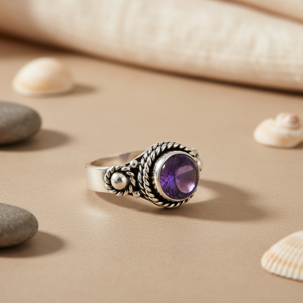 925 Silver Amethyst Ring for Women | Gemstone Jewelry