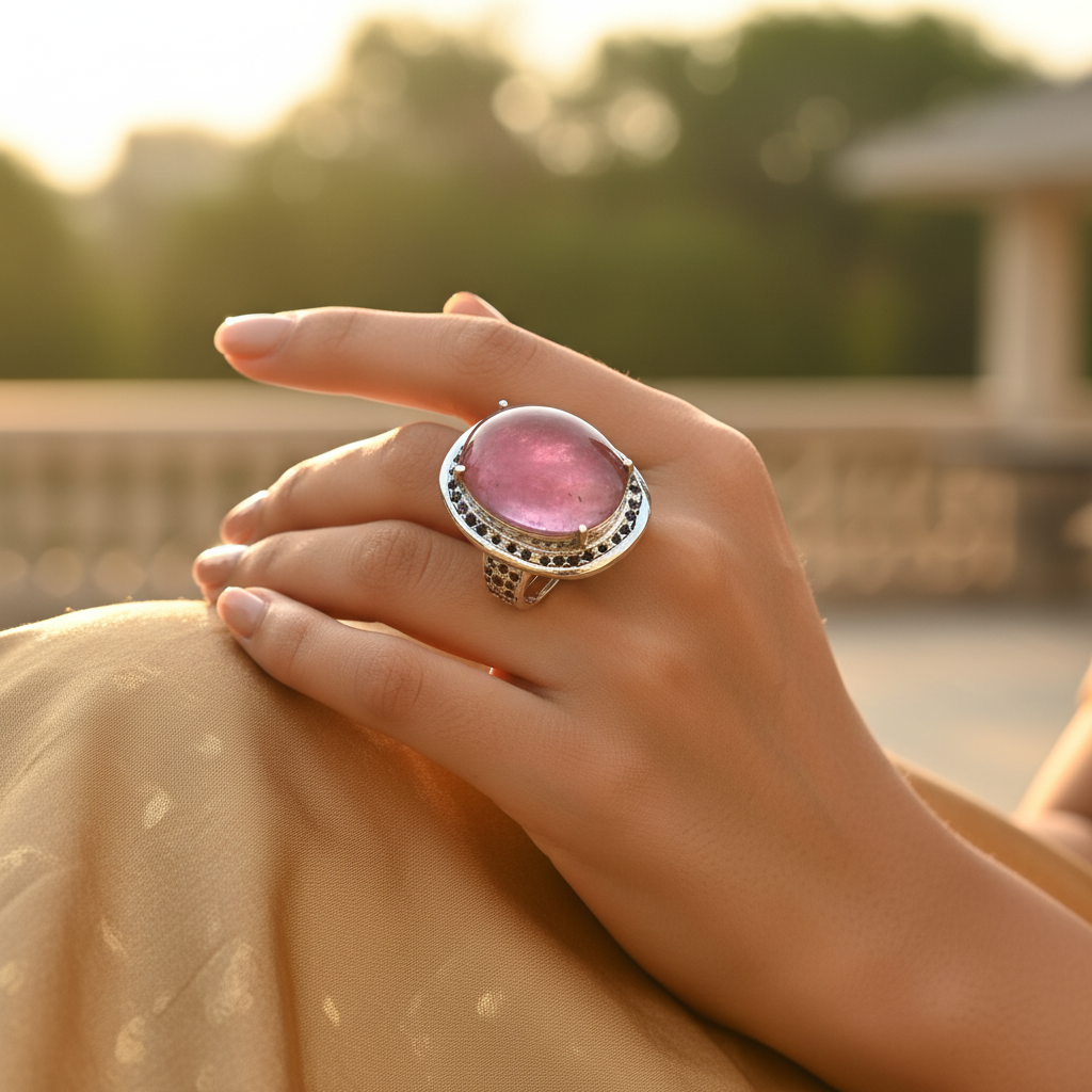 925 Sterling Silver Pink Gemstone Ring for Women | Gift Jewelry