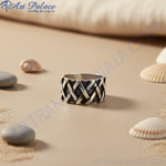 Load image into Gallery viewer, 925 Sterling Silver Woven Ring for Men | Statement Jewelry
