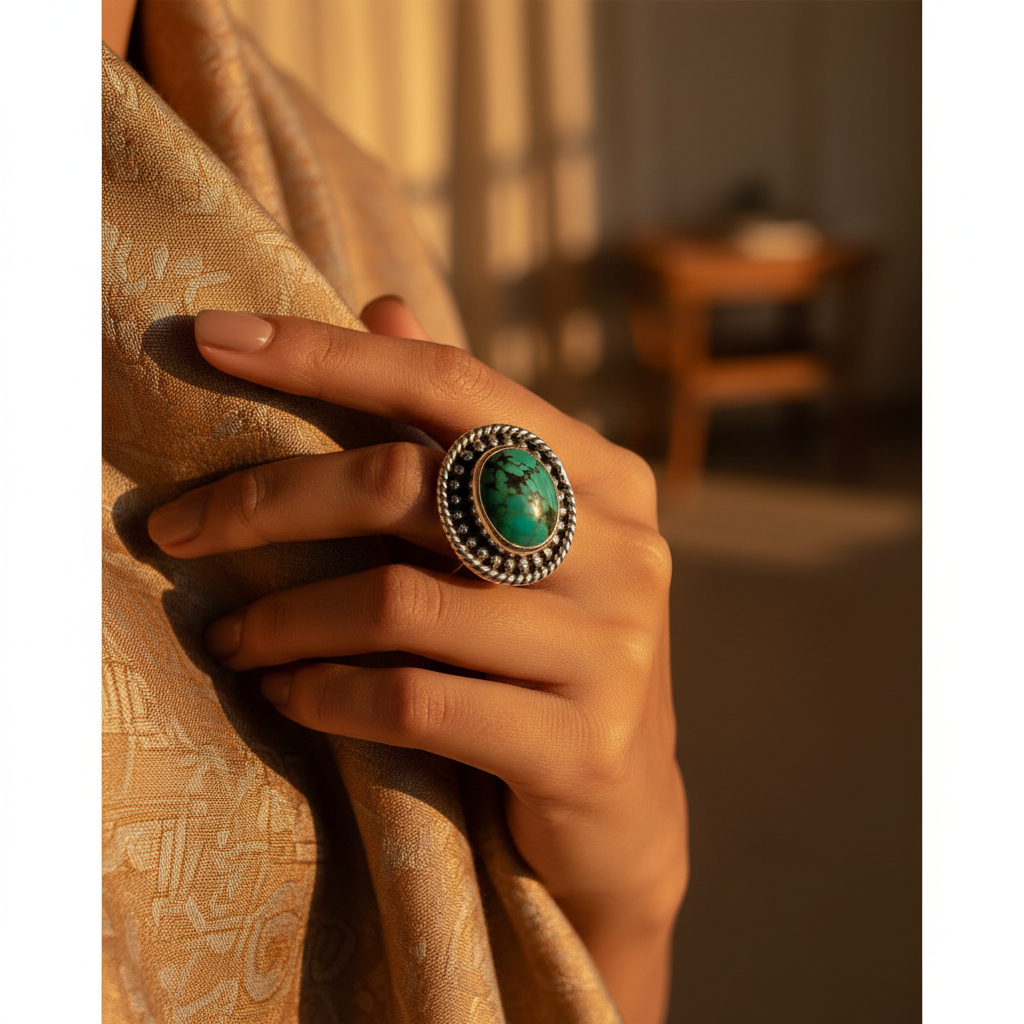 925 Sterling Silver Turquoise Ring for Women | Gemstone Jewelry