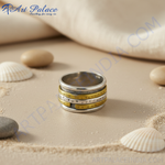 Load image into Gallery viewer, 925 Silver &amp; Gold Spinner Ring for Women | Anxiety Relief
