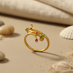 将图像加载到图库查看器中， gold plating Ring with Emerald &amp; Ruby Gemstones for Women

