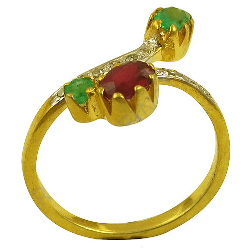 gold plating Ruby & Emerald Ring for Women | Gemstone Jewelry