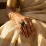 Load image into Gallery viewer, Silver Ring with Green Gemstone | Cocktail Ring for Women
