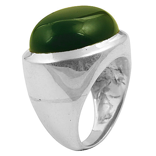Silver Ring with Green Gemstone | Cocktail Ring for Women