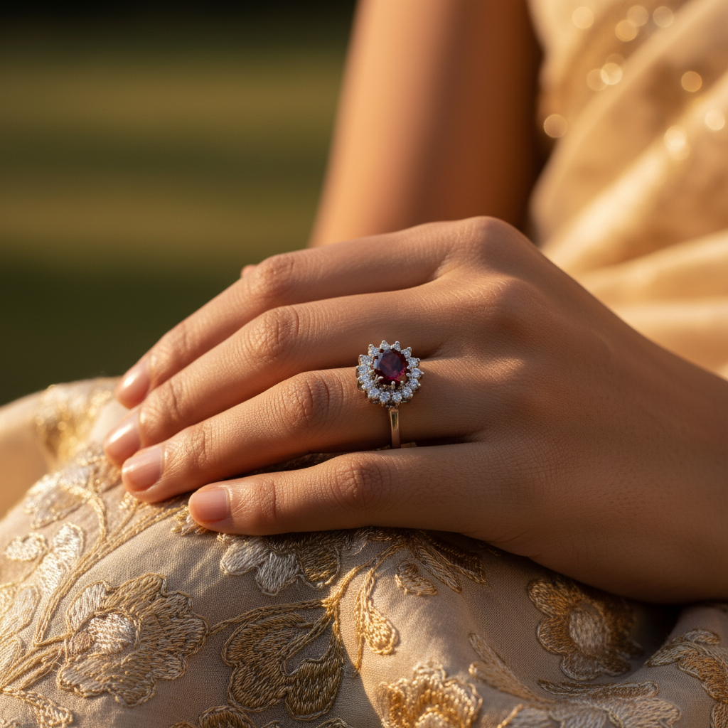 925 Silver Garnet Ring for Women | Gemstone Engagement Ring