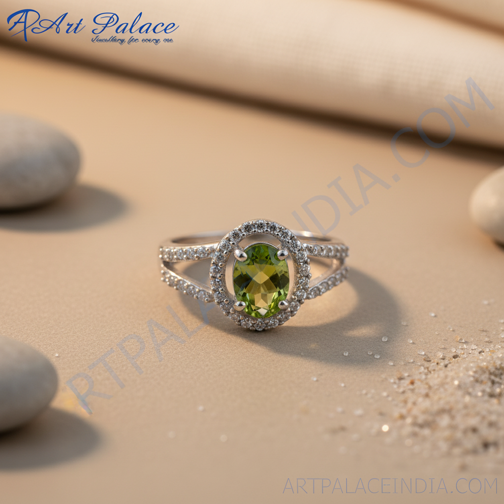 925 Sterling Silver Peridot Ring for Women | Gemstone Jewelry