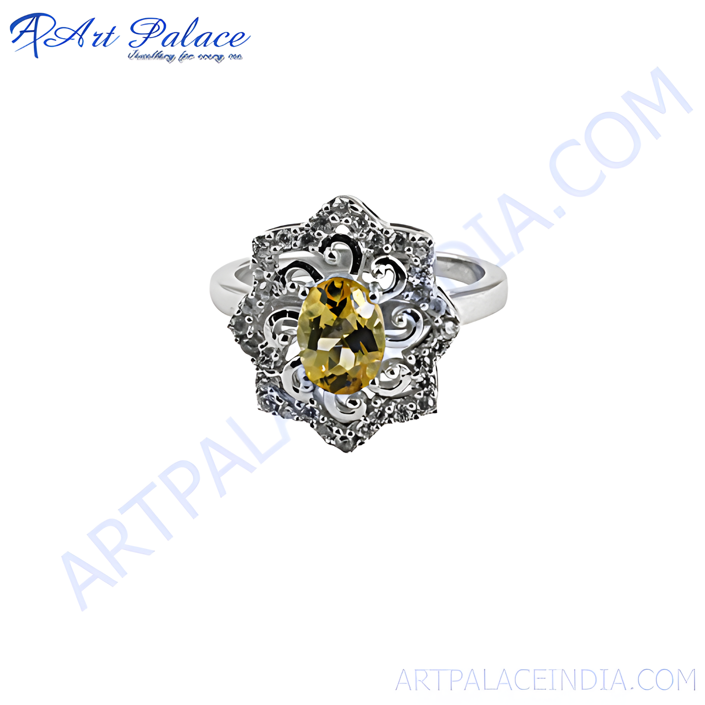 Impressive Citrine & Cubic Zirconia Silver Ring