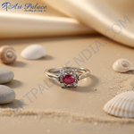 Load image into Gallery viewer, Silver Ruby Ring for Women | Gemstone Engagement Ring
