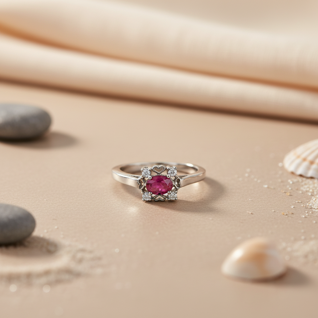 Silver Ruby Ring for Women | Gemstone Engagement Ring
