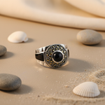 Load image into Gallery viewer, 925 Silver Onyx Ring with Marcasite for Men | Classic Jewelry
