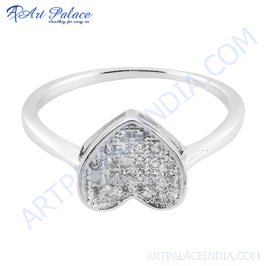 Antique Style Cubic Zirconia Silver Ring