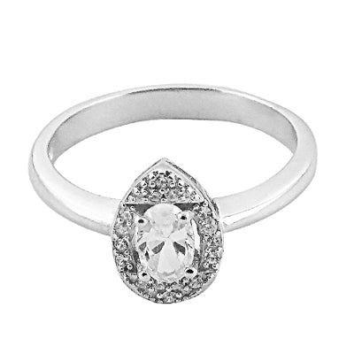 925 silver pear cut halo ring for women | engagement gift