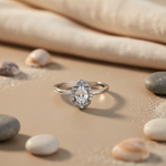 将图像加载到图库查看器中， 925 Silver Pear Cut Halo Ring for Women | Engagement Gift
