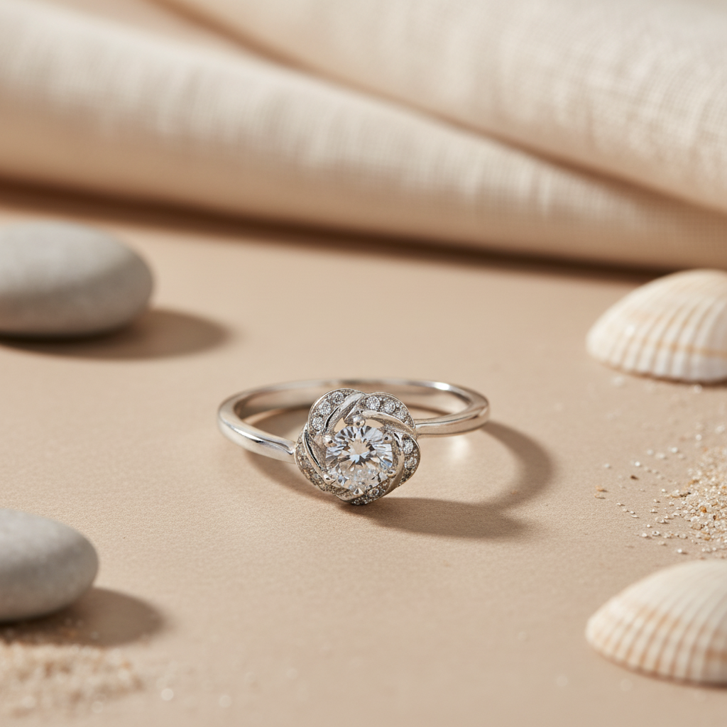 Silver Diamond Ring for Women | Engagement | Gift
