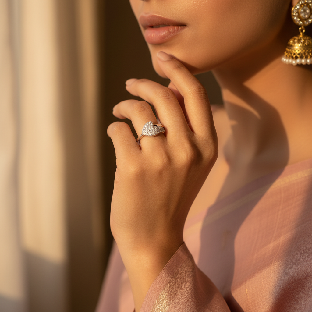 925 Silver Cubic Zirconia Leaf Ring for Women | Gift Jewelry
