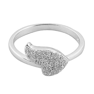 925 Silver Cubic Zirconia Leaf Ring for Women | Gift Jewelry