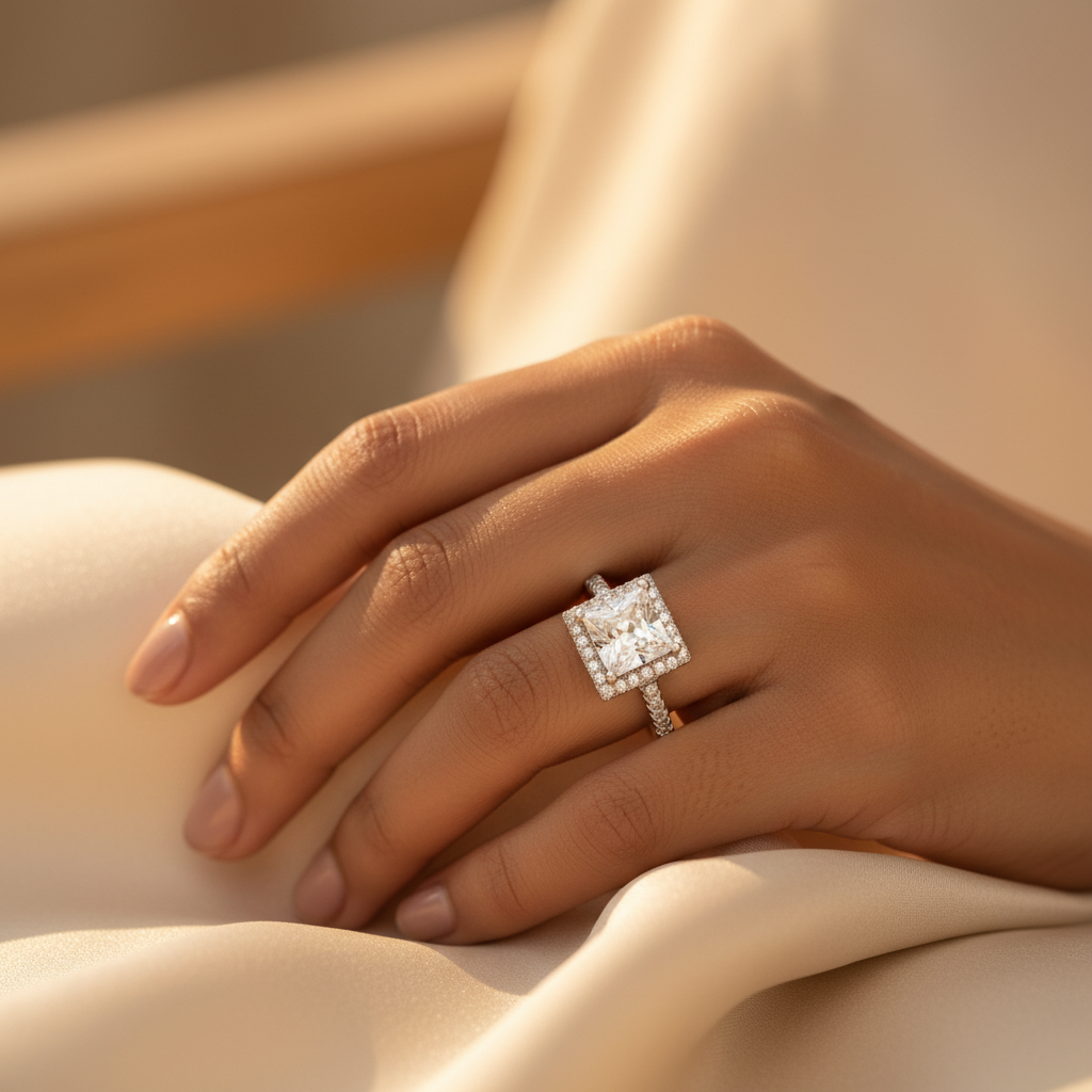 925 Silver Princess Cut Ring | White Cubic Zirconia | For Women