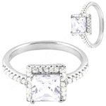 将图像加载到图库查看器中， 925 Silver Princess Cut Ring | White Cubic Zirconia | For Women
