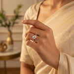 Load image into Gallery viewer, Silver Solitaire Engagement Ring | Round Cut Diamond | For Women
