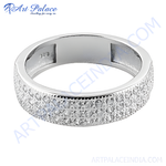 Load image into Gallery viewer, 925 sterling silver ring with pave-set clear cubic zirconia stones.
