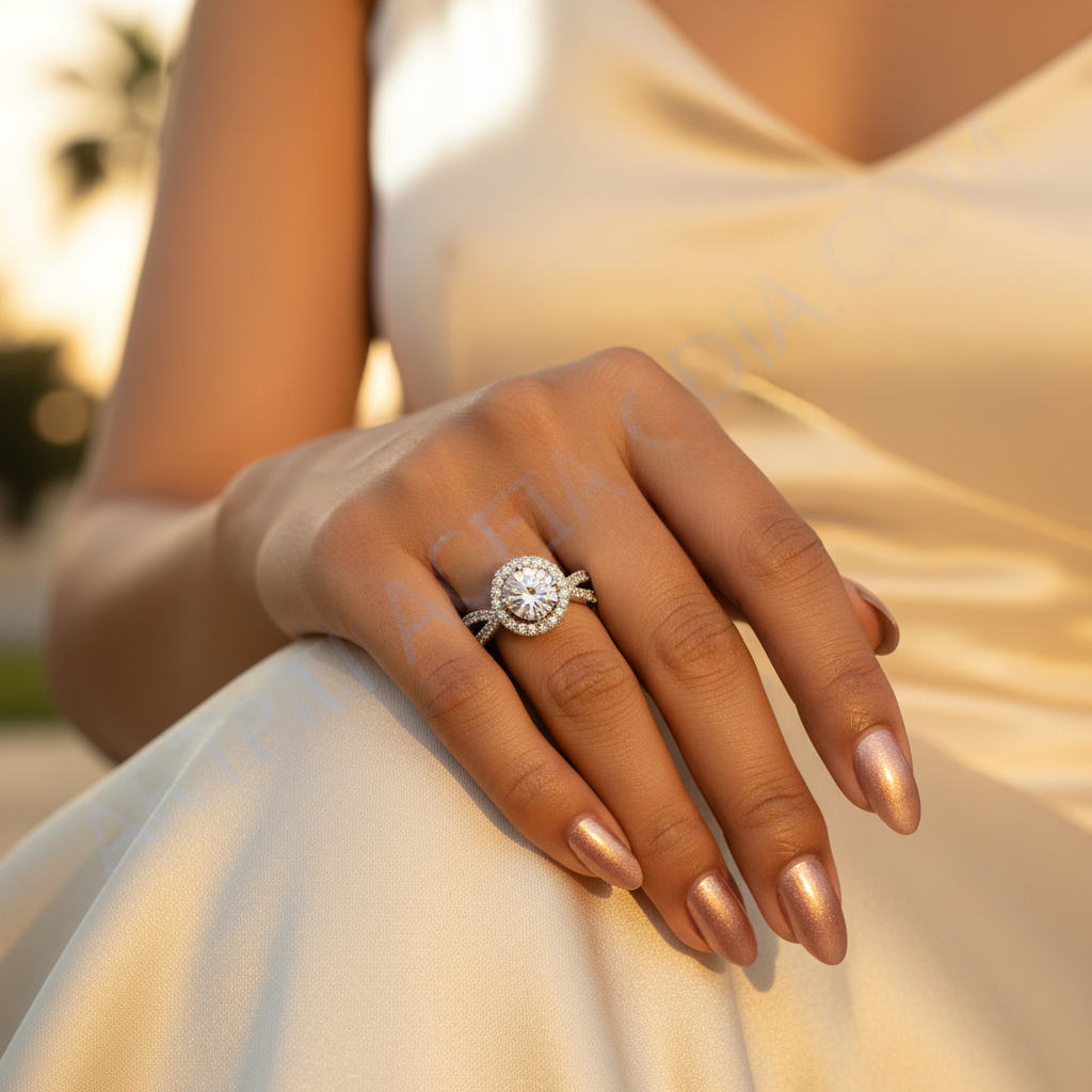 925 Silver Cubic Zirconia Halo Ring for Women | Engagement Gift