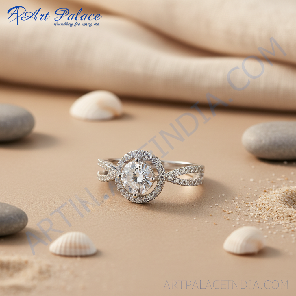 925 Silver Cubic Zirconia Halo Ring for Women | Engagement Gift