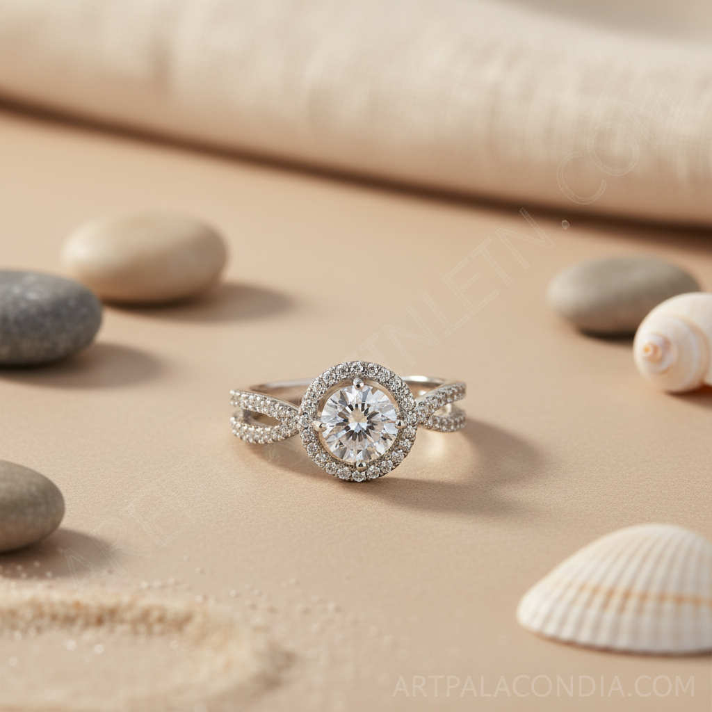 925 Silver Cubic Zirconia Halo Ring for Women | Engagement Gift