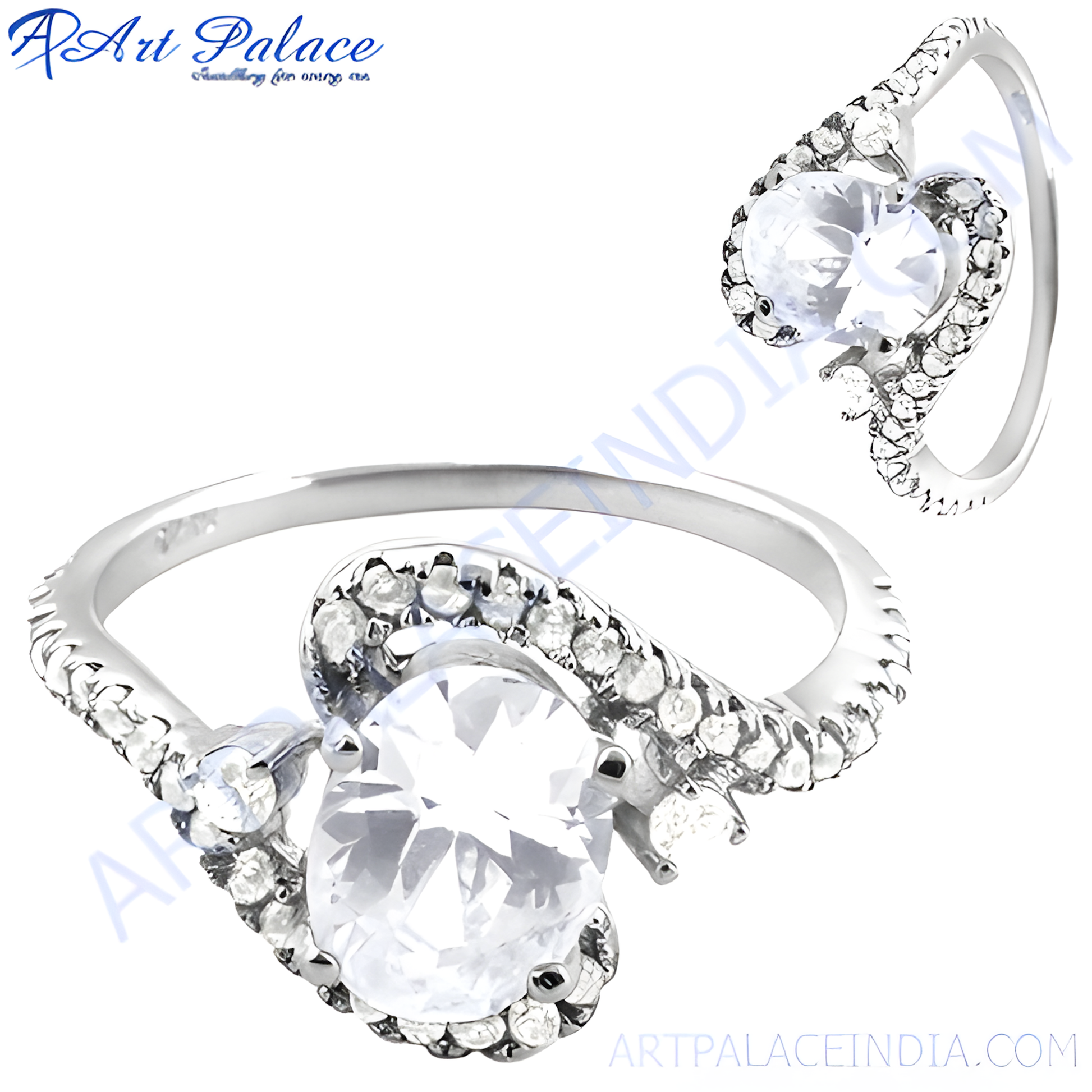 Celeb Style Cubic Zirconia Gemstone Silver Ring