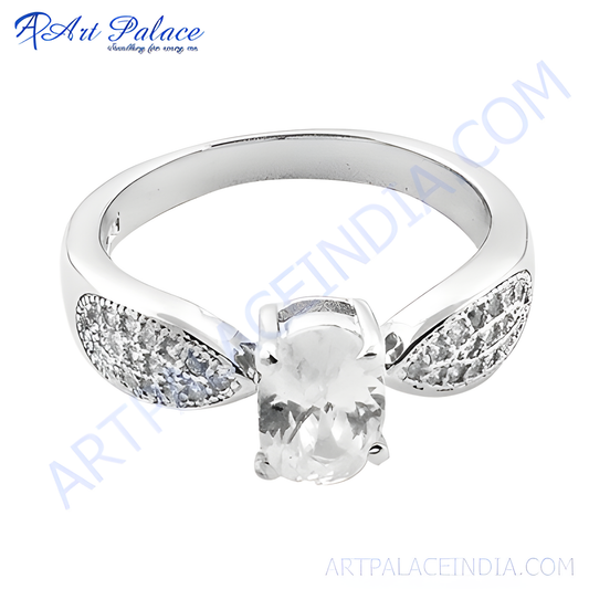 Glitzy CZ Ring Handmade Silver Ring White CZ Ring