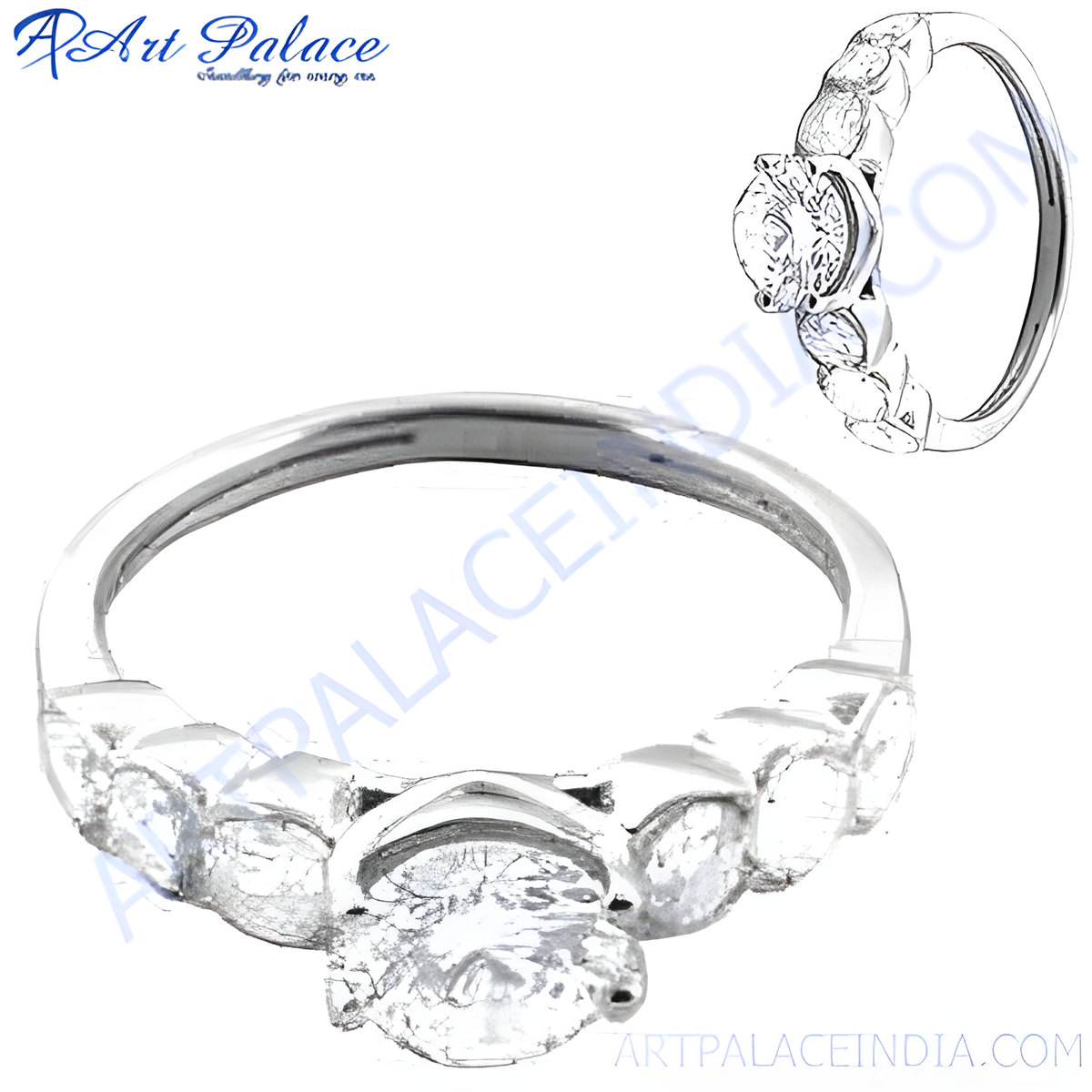 925 sterling silver ring with sparkling cz stones
