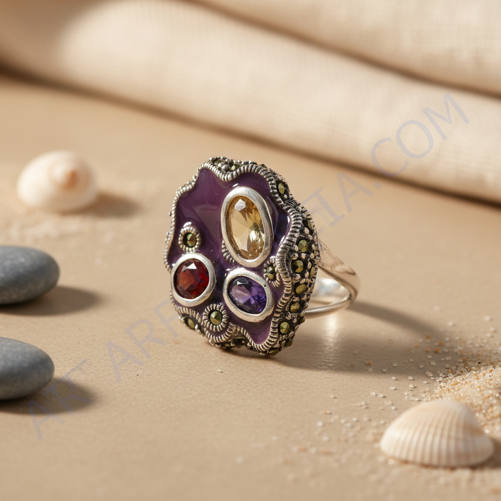 925 Silver Multi-Gemstone Ring for Women | Cocktail Ring