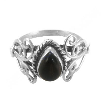 925 Silver Black Onyx Teardrop Ring for Women | Gift Jewelry