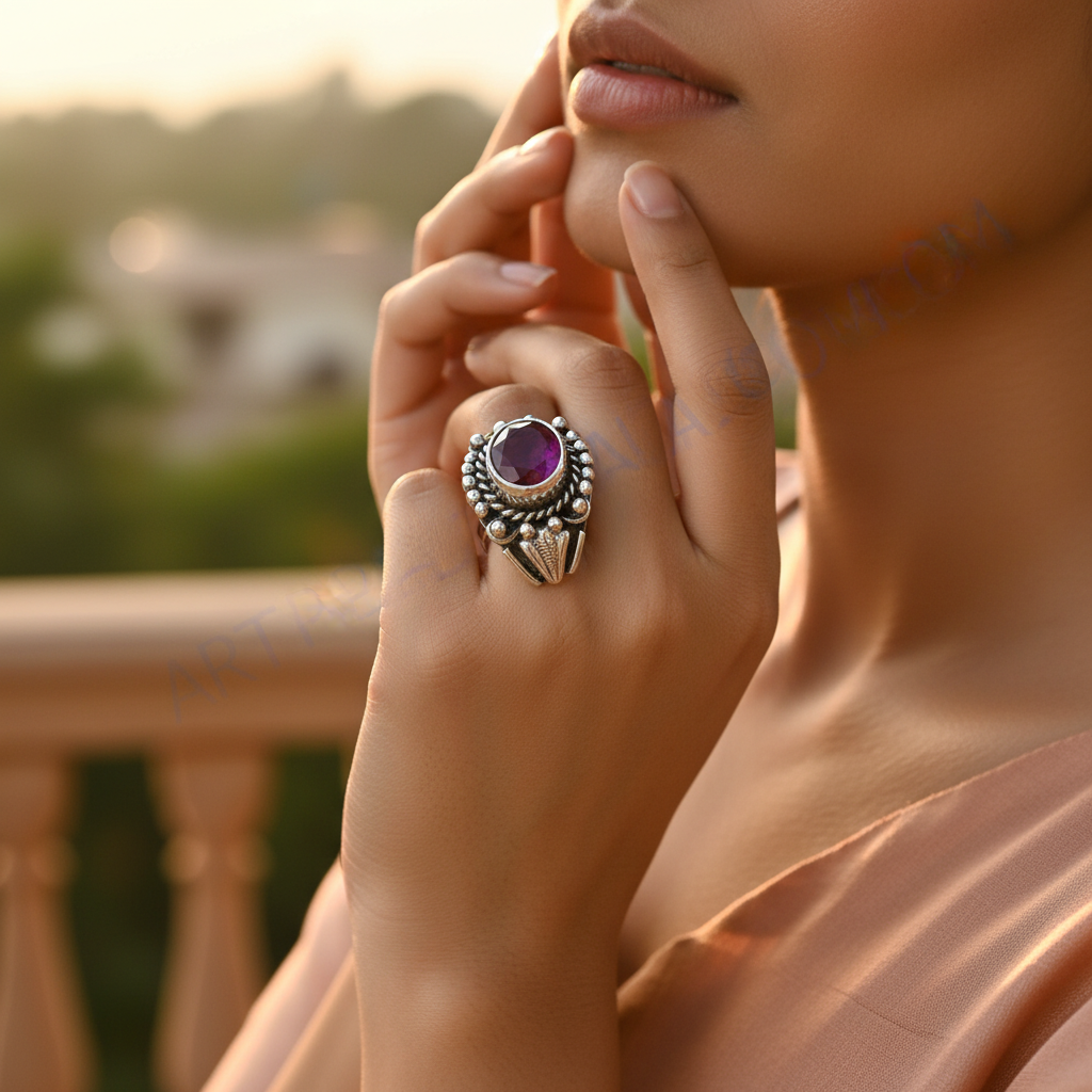 925 silver ruby ring for women | gemstone statement ring