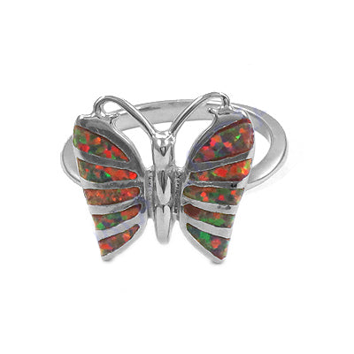 925 Silver Butterfly Ring with Opal Stone | Women's Jewelry