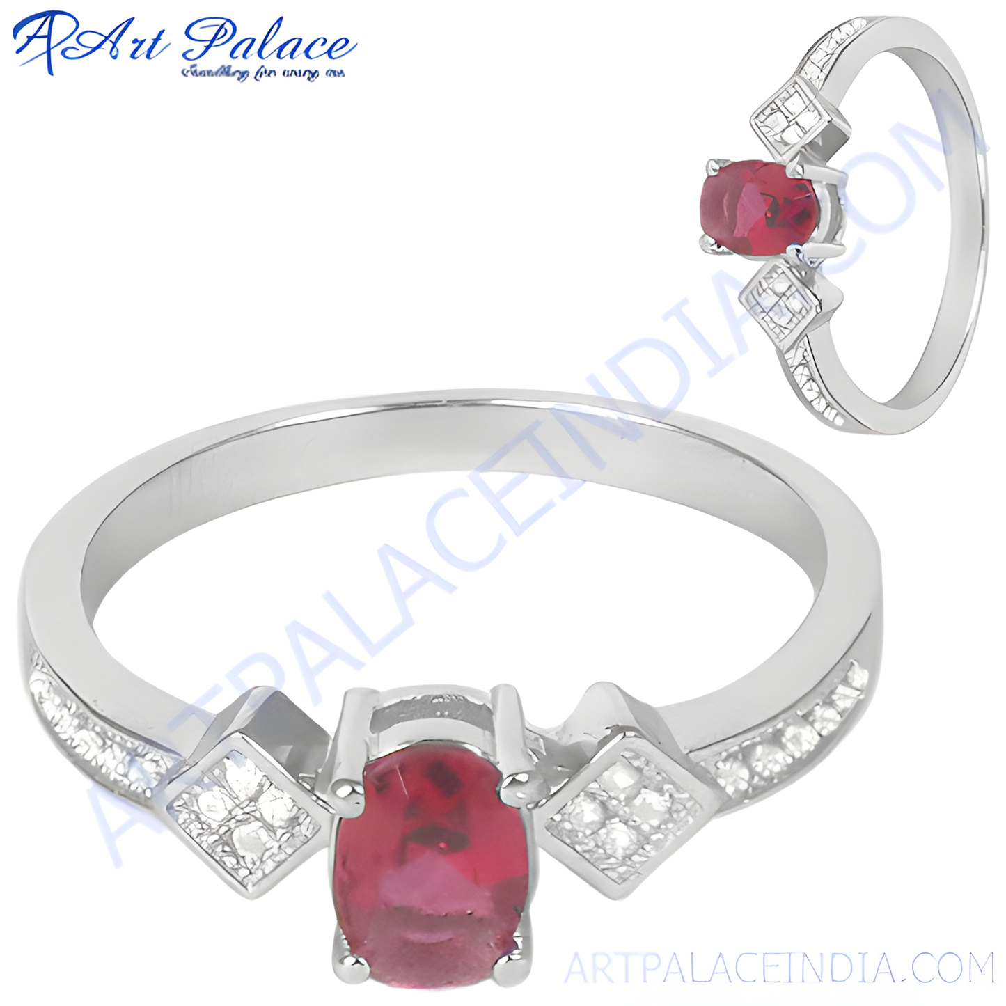 925 Silver Ring DD Ruby With CZ Engagement Ring Graceful Cz Rings Party Wear Rings