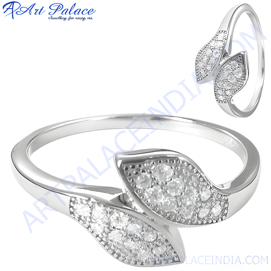 Pretty 925 Sterling Silver CZ Fancy Shape Engagement Ring Artisan Cz Rings Certified Cz Rings