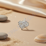 Load image into Gallery viewer, Silver Leaf Stud Earrings | Crystal Embellished | For Women
