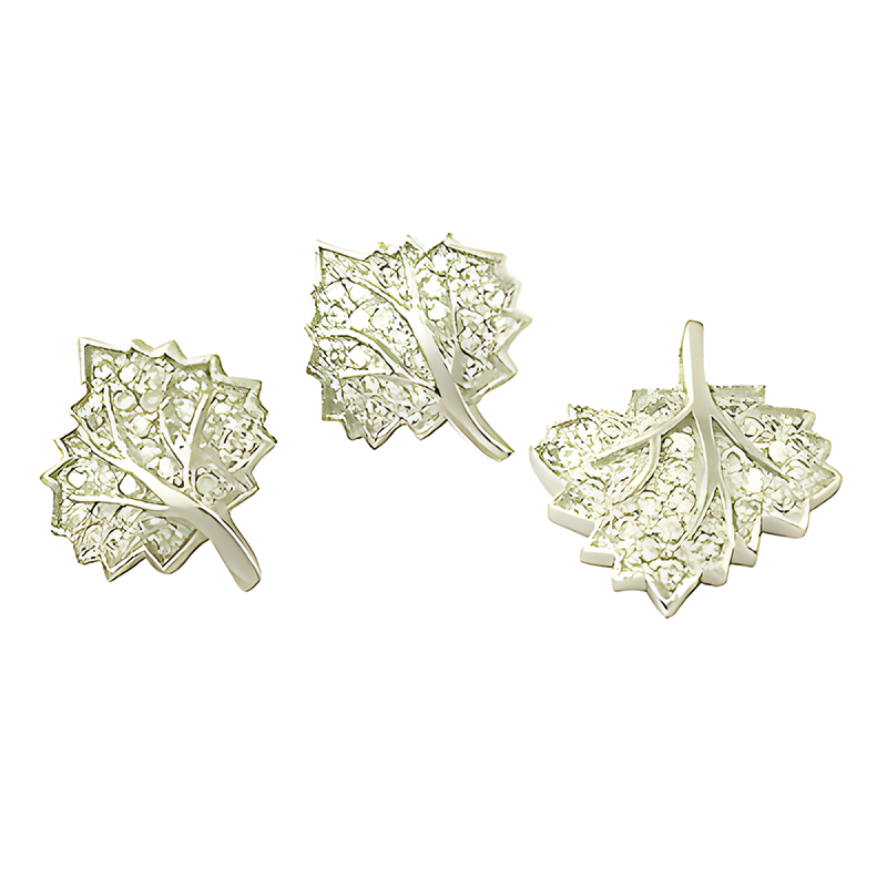 Antique Style CZ Handmade Gemstone Designer Leaf Pendants Set Leaf Cz Sets