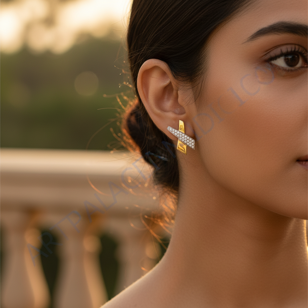 gold plating Crystal X Stud Earrings for Women | Fashion Jewelry