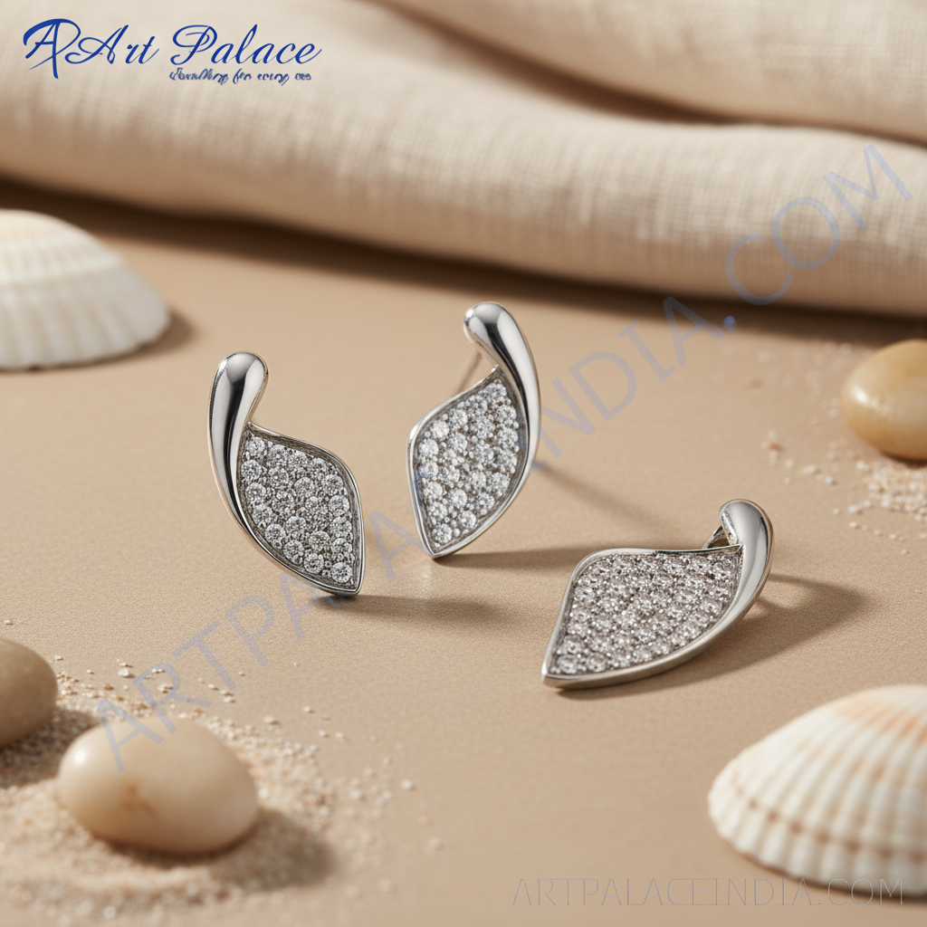 Silver cubic zirconia earrings for women | dainty jewelry gift