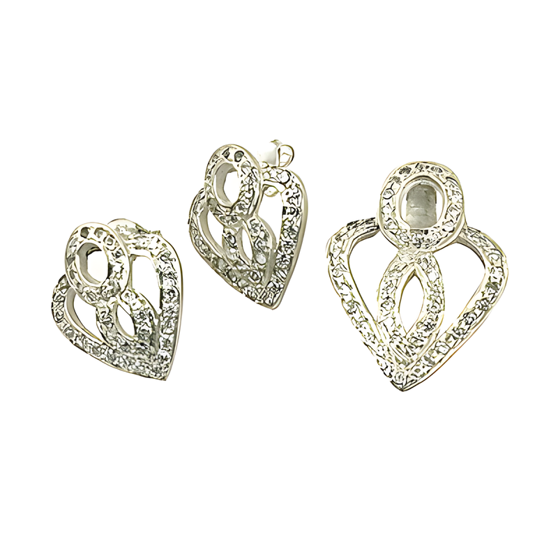 New Heart Shape Natural Gemstone Silver Pendant Set With lovely Style Fabulous Cz Sets Artisanal Cz Sets