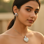 Load image into Gallery viewer, Silver Cubic Zirconia Earring &amp; Pendant Set for Women
