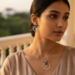 Load image into Gallery viewer, 925 Silver Blue Sapphire Flower Earrings &amp; Pendant Set | Gift
