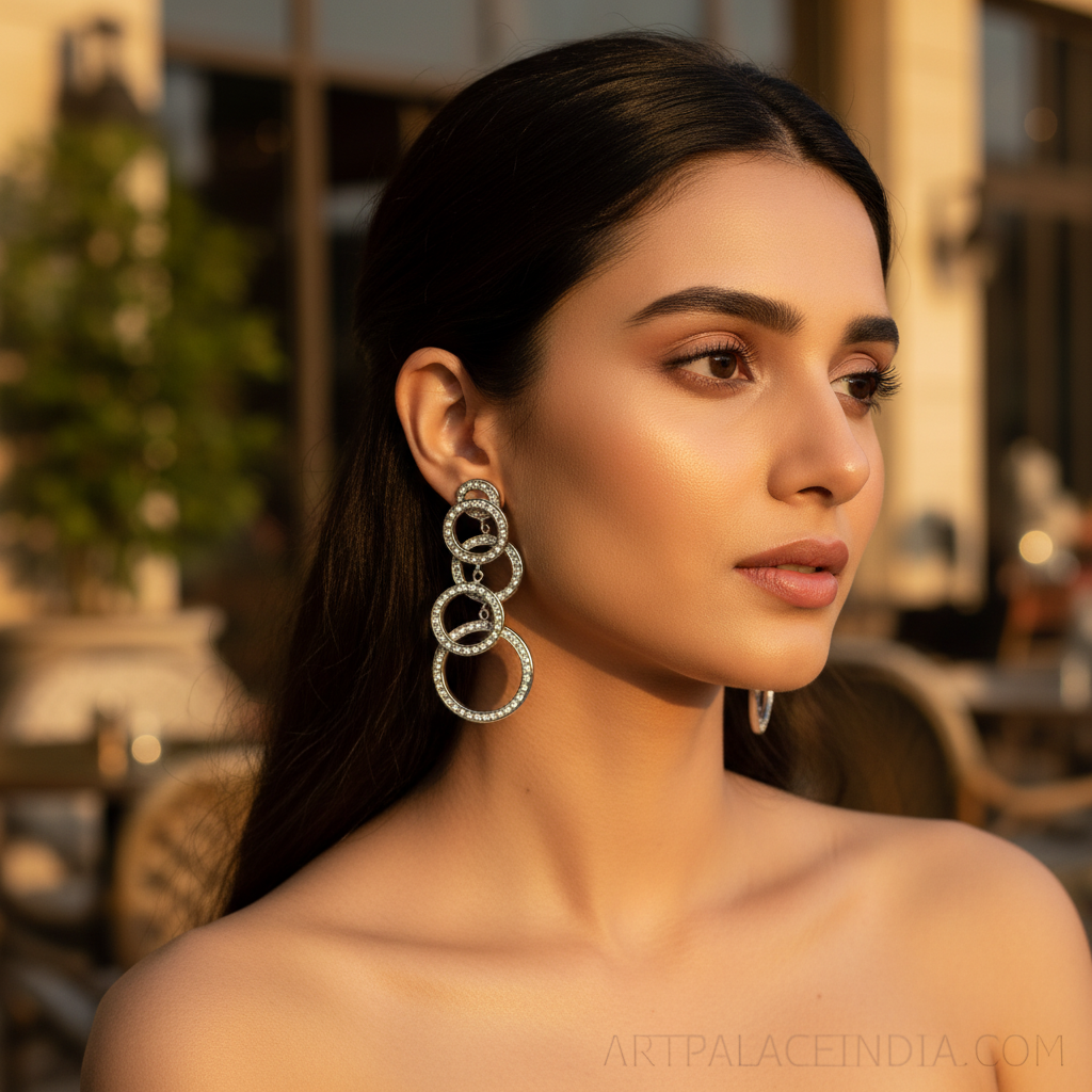 925 Silver Circle Drop Earrings for Women | Dangle Earrings