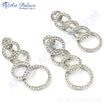Load image into Gallery viewer, 925 sterling silver drop earrings with a modern circle design, suitable for women
