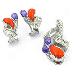 Load image into Gallery viewer, Silver Coral &amp; Gemstone Earrings Set for Women | Luxury Jewelry
