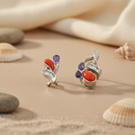 Load image into Gallery viewer, Silver Coral &amp; Gemstone Earrings Set for Women | Luxury Jewelry
