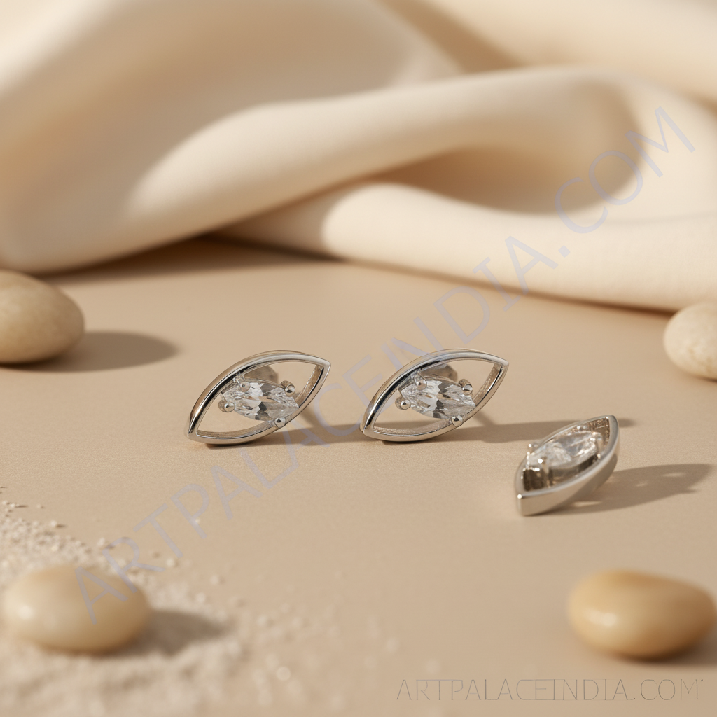 925 Silver Stud Earrings with White Stone | Women's Jewelry Gift