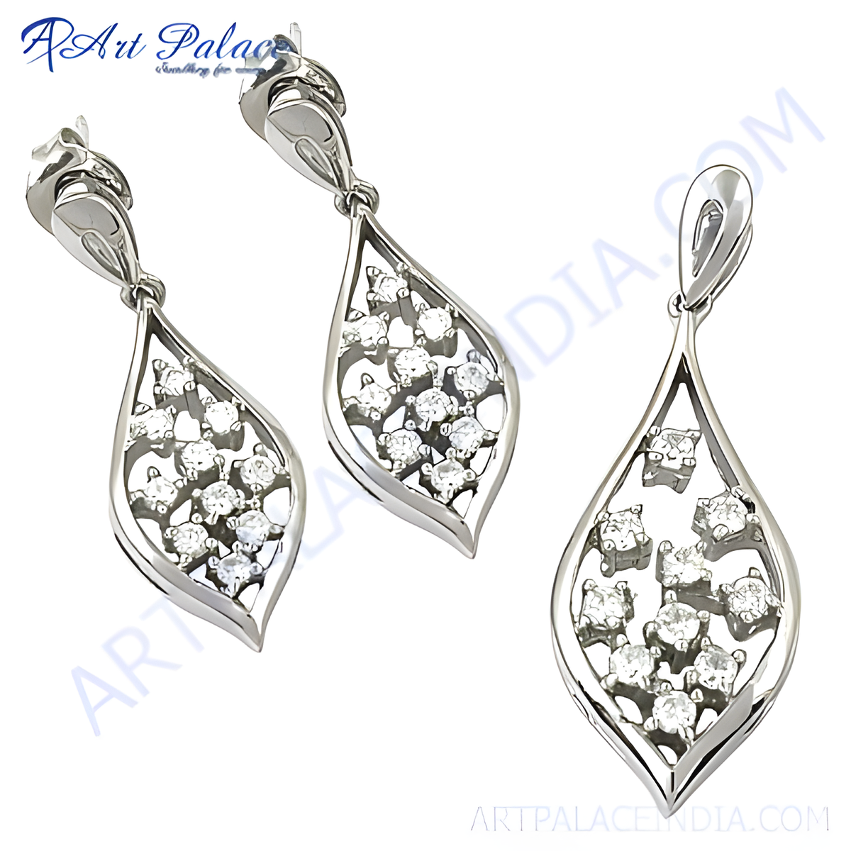 925 sterling silver dangle earrings with sparkling diamonds in a teardrop design